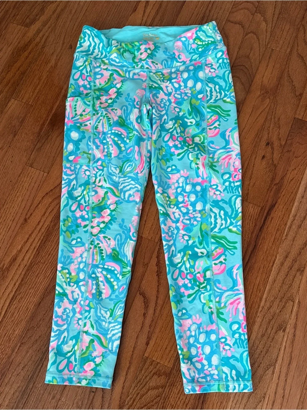 Lilly Pulitzer Weekender High Rise Leggings Blue Pink Size M